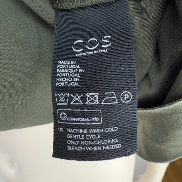 COS Short Sleeves T-Shirt Khaki Green Cotton Mini Dress Size XS - Picture 6 of 7